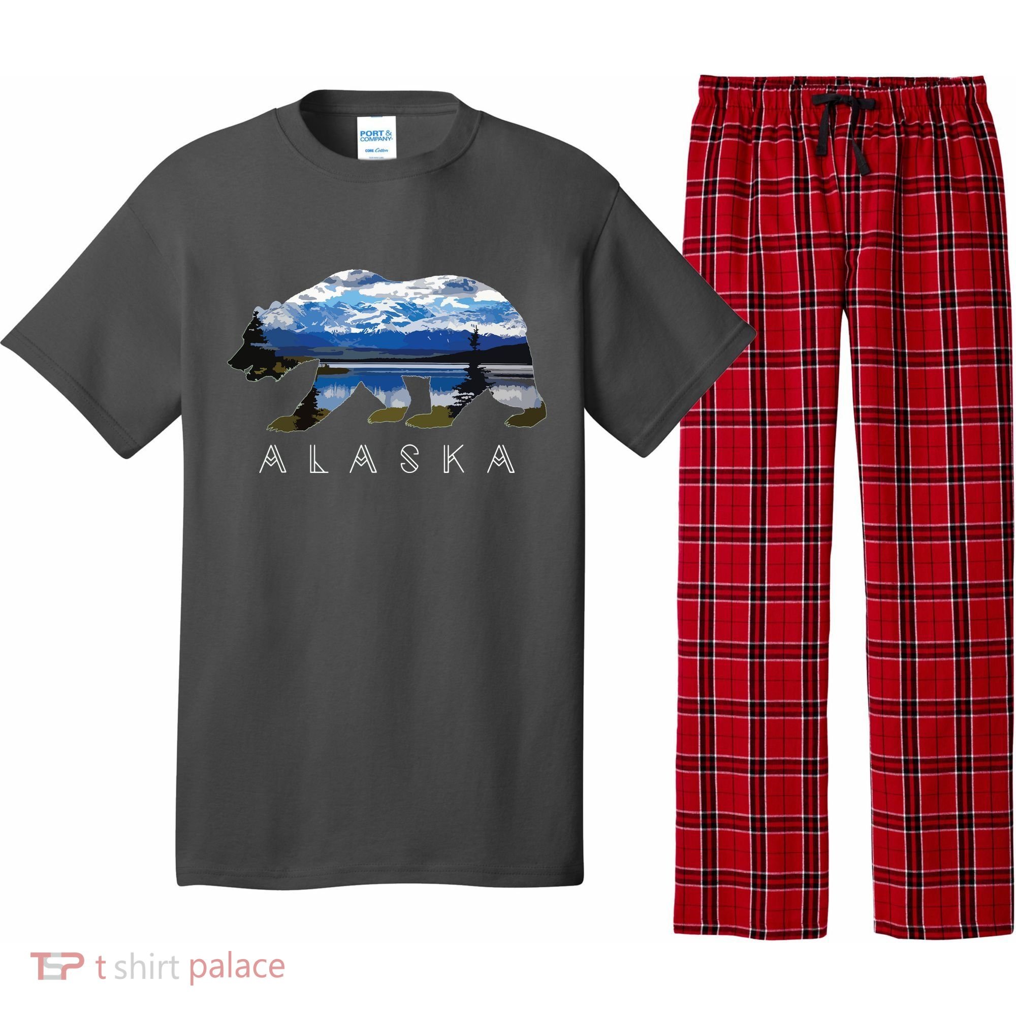 Alaskan Bear With Lake Mountain Souvenir Pajama Set