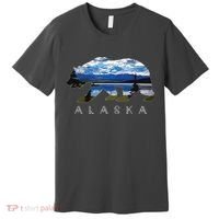 Alaskan Bear With Lake Mountain Souvenir Premium T-Shirt thumb 0