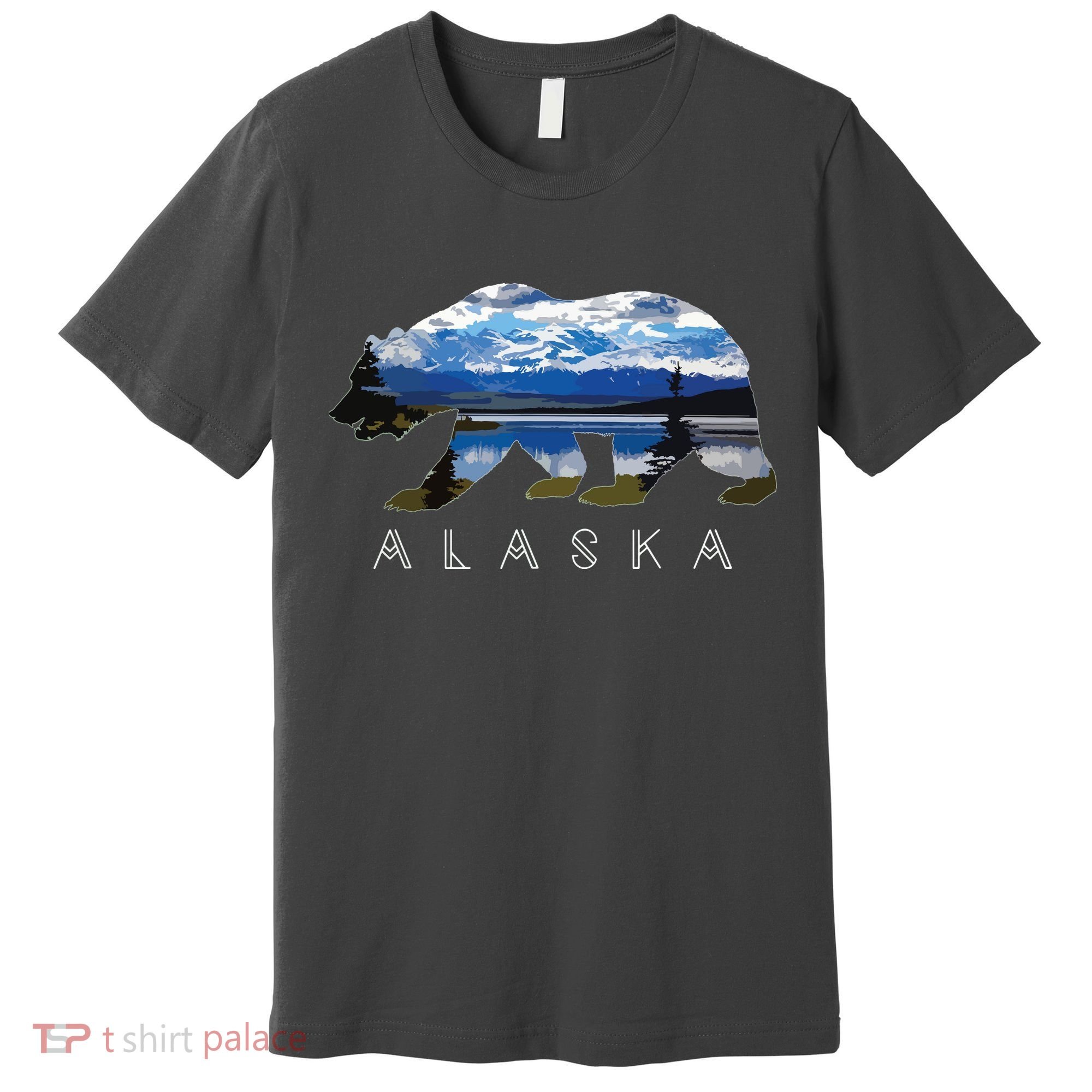 Alaskan Bear With Lake Mountain Souvenir Premium T-Shirt