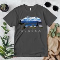 Alaskan Bear With Lake Mountain Souvenir Premium T-Shirt thumb 2