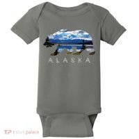 Alaskan Bear With Lake Mountain Souvenir Baby Bodysuit thumb 0