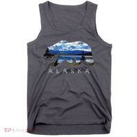 Alaskan Bear With Lake Mountain Souvenir Tank Top thumb 0