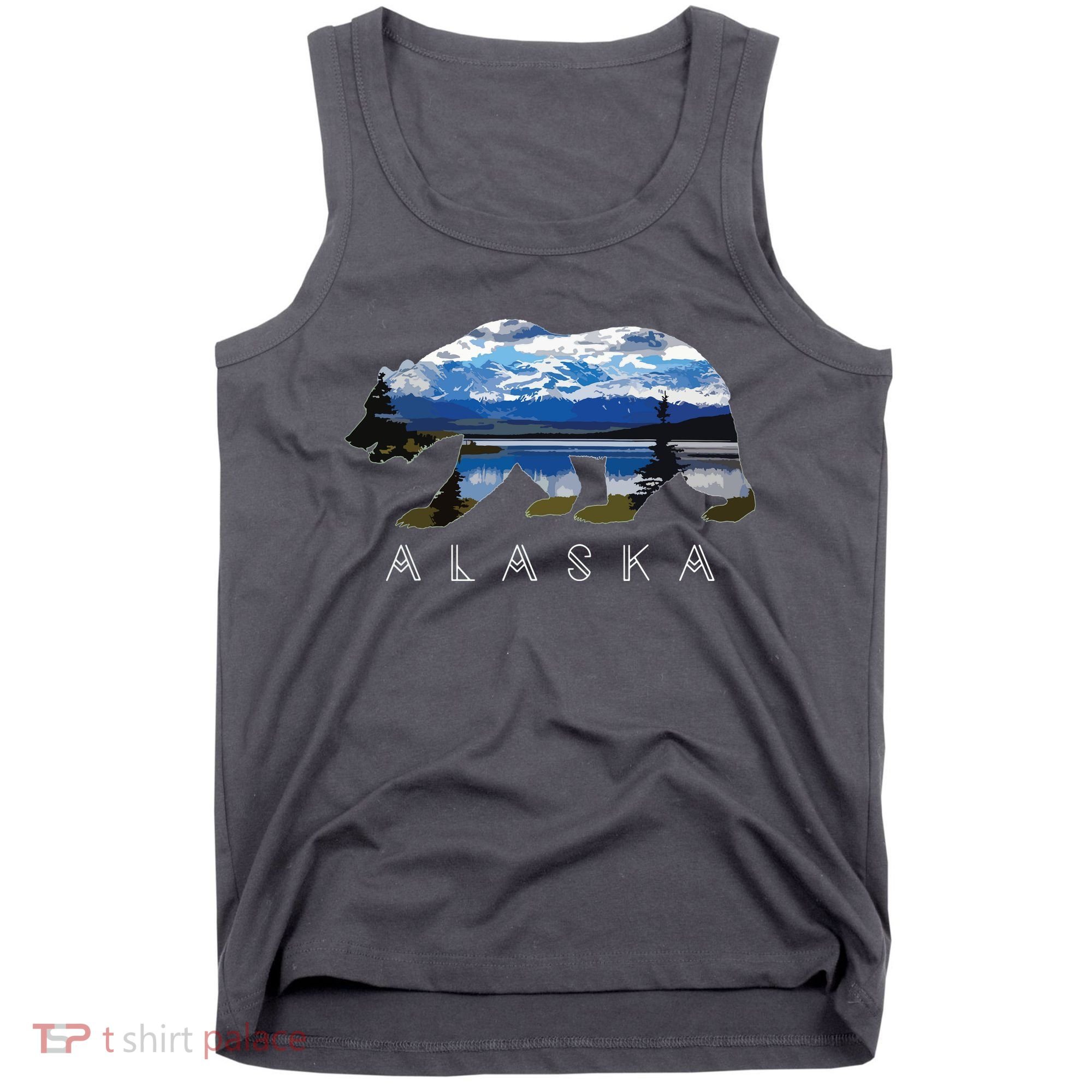 Alaskan Bear With Lake Mountain Souvenir Tank Top