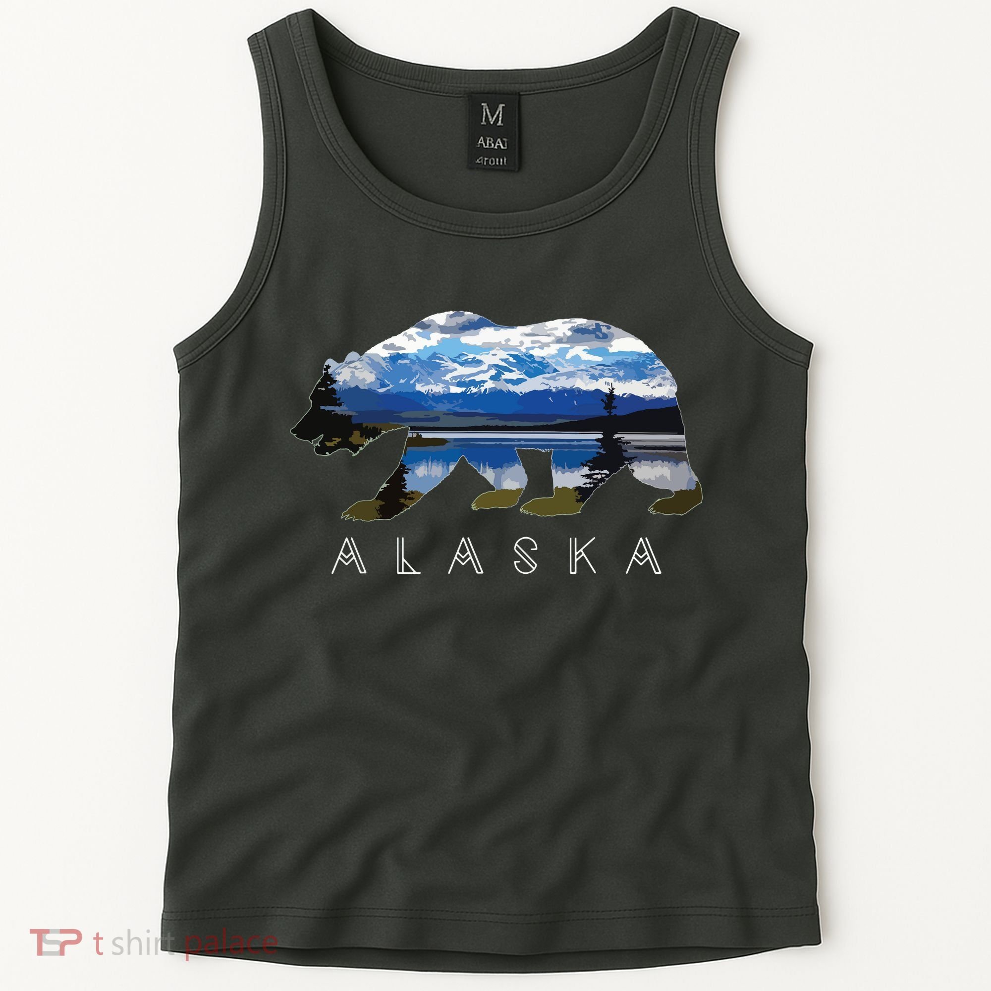 Alaskan Bear With Lake Mountain Souvenir Tank Top