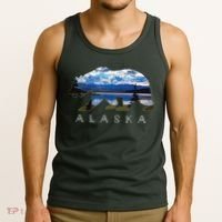 Alaskan Bear With Lake Mountain Souvenir Tank Top thumb 3