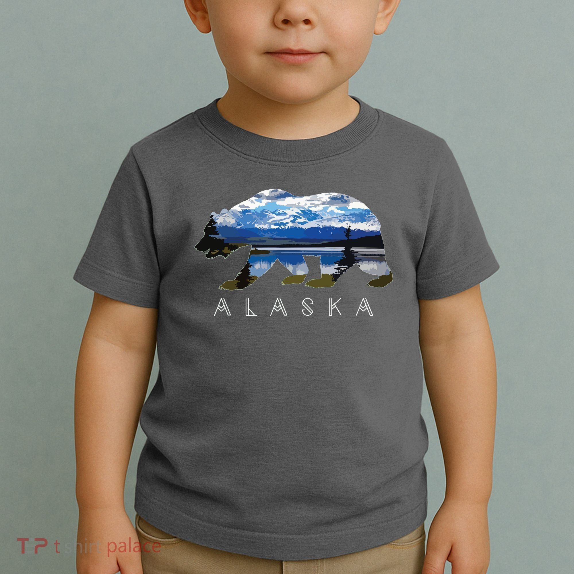 Alaskan Bear With Lake Mountain Souvenir Toddler T-Shirt