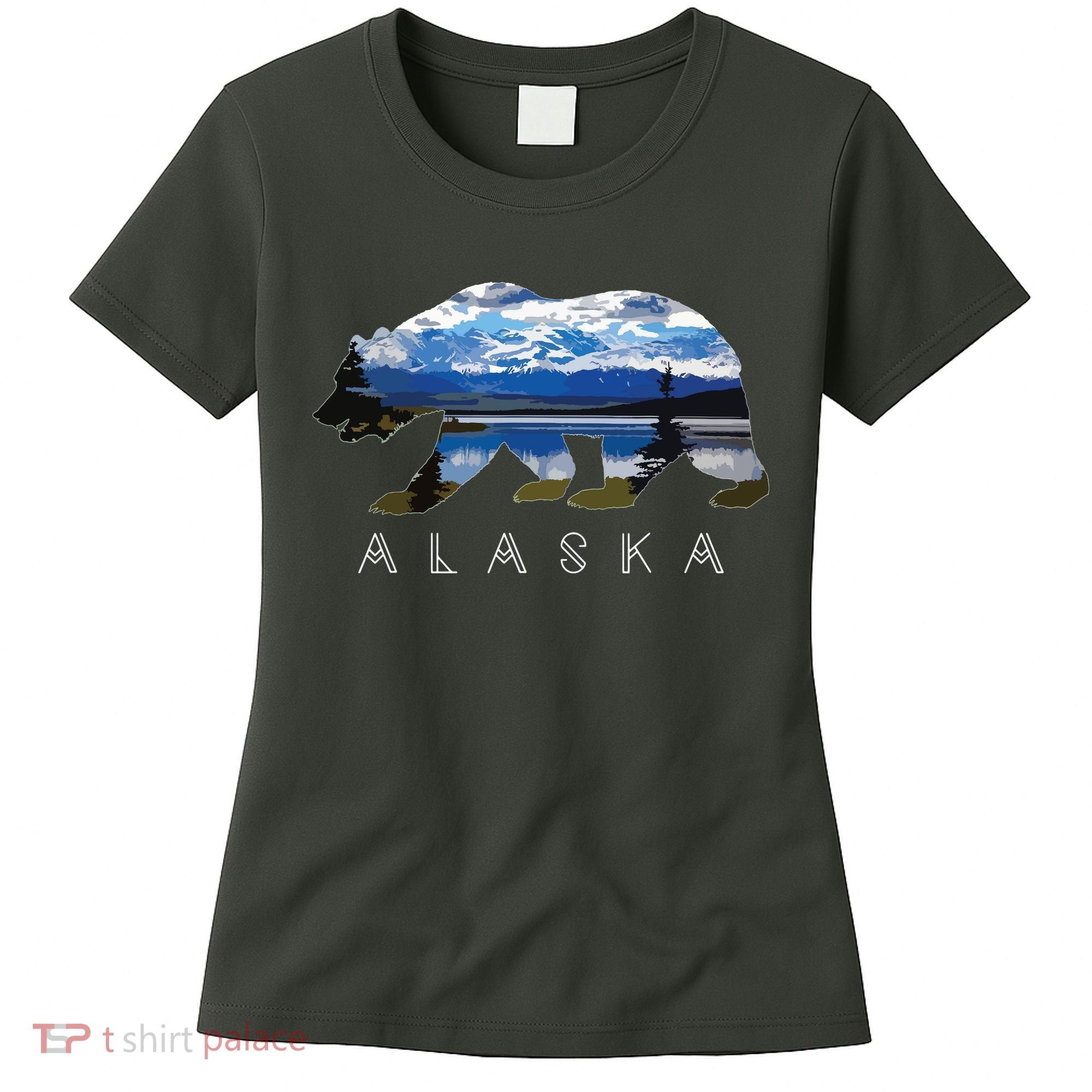 Alaskan Bear With Lake Mountain Souvenir Women's T-Shirt