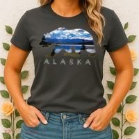 Alaskan Bear With Lake Mountain Souvenir Women's T-Shirt thumb 2