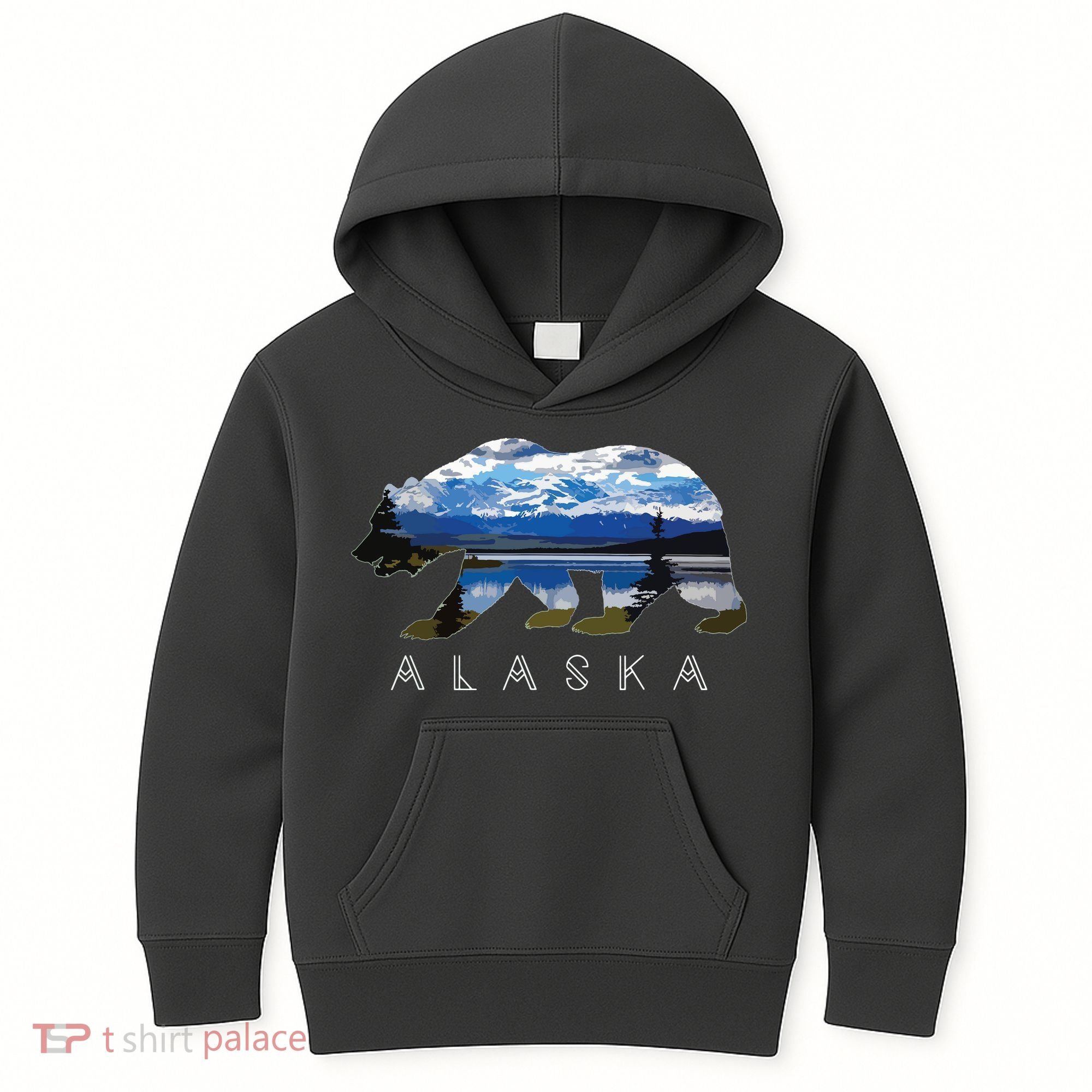 Alaskan Bear With Lake Mountain Souvenir Kids Hoodie