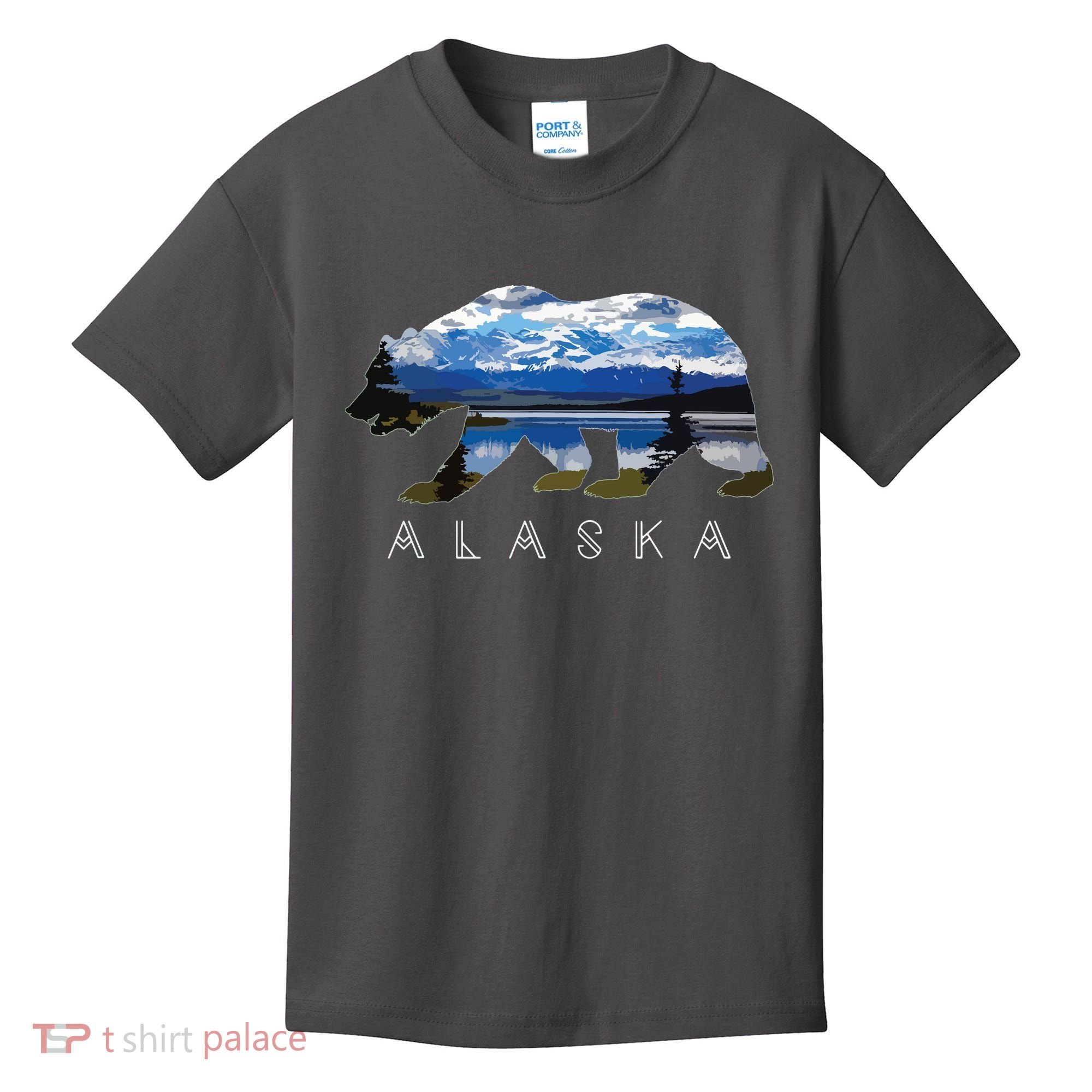 Alaskan Bear With Lake Mountain Souvenir Kids T-Shirt