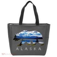 Alaskan Bear With Lake Mountain Souvenir Tote Bag thumb 0