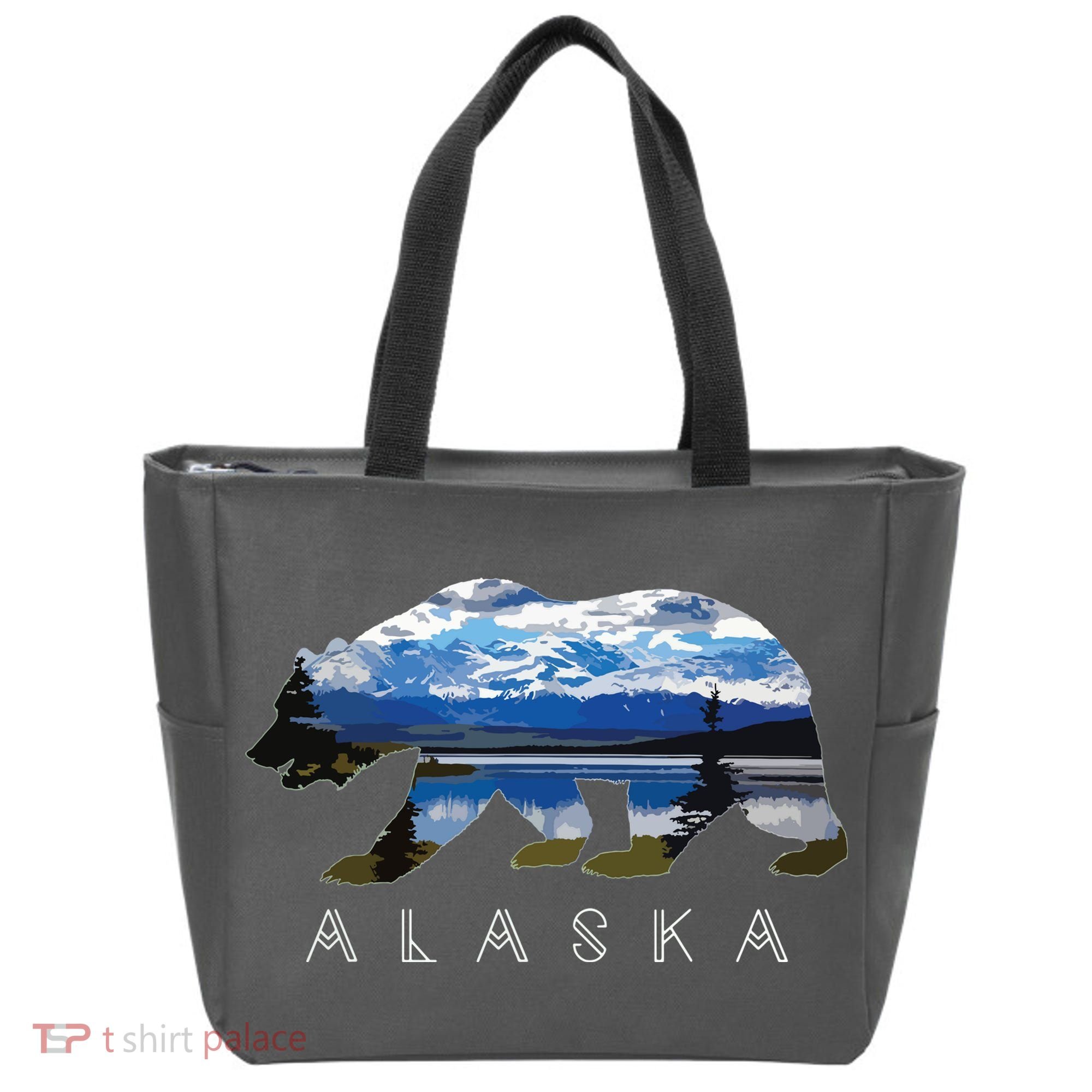 Alaskan Bear With Lake Mountain Souvenir Tote Bag