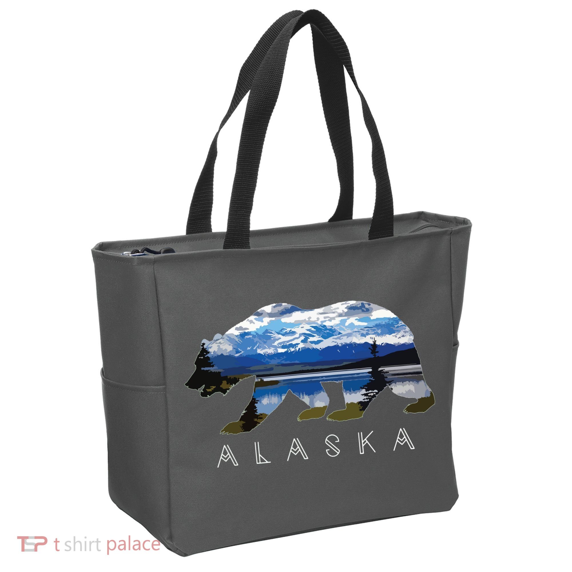 Alaskan Bear With Lake Mountain Souvenir Tote Bag