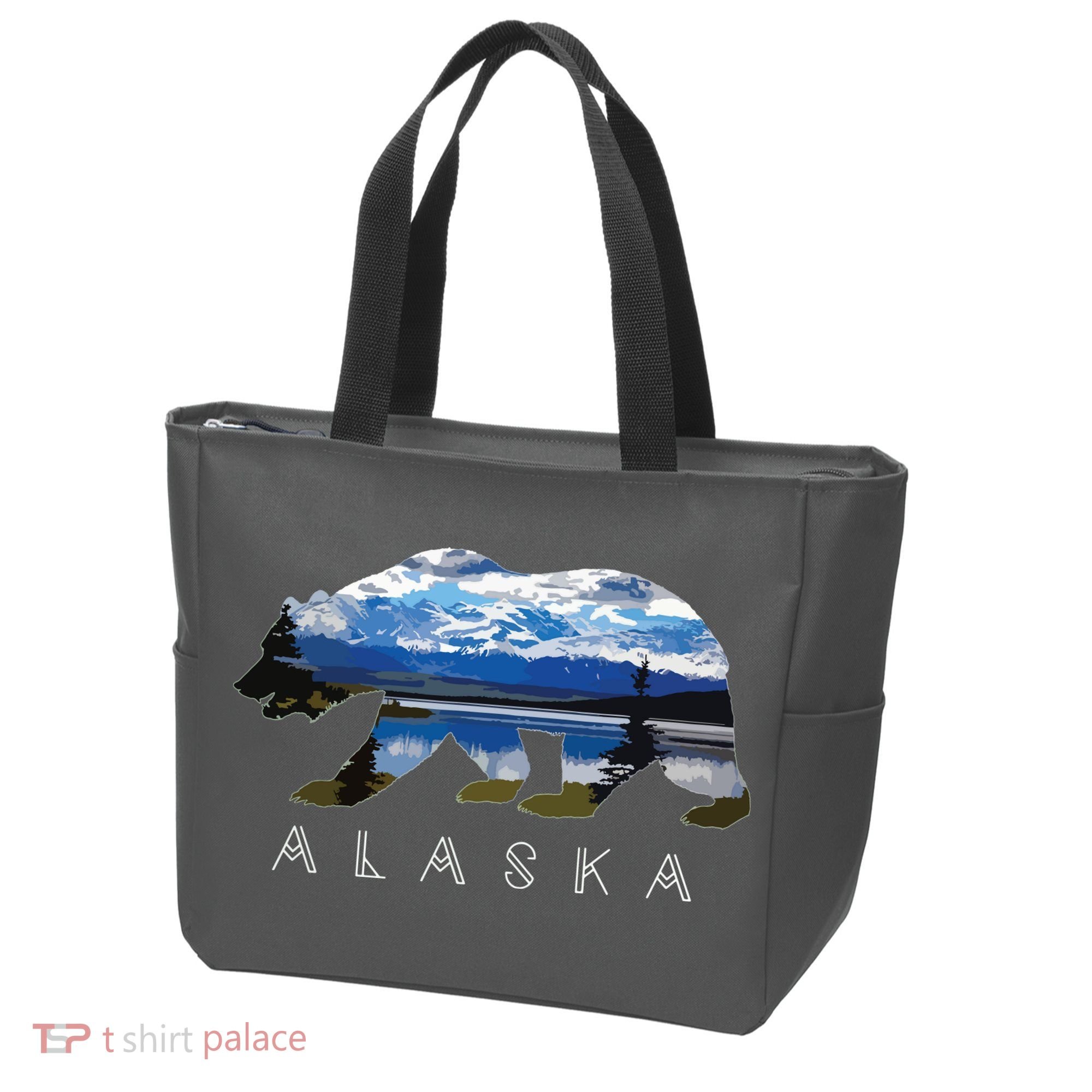 Alaskan Bear With Lake Mountain Souvenir Tote Bag