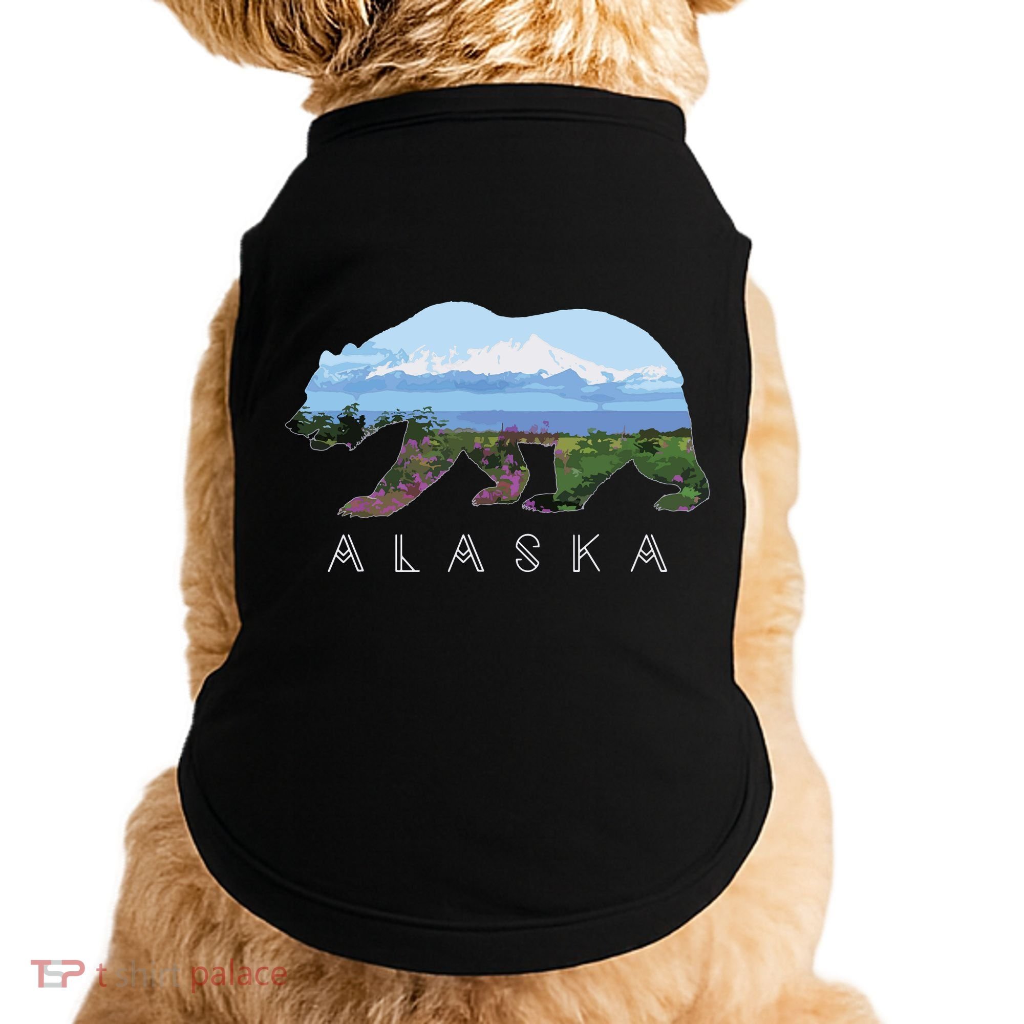 Alaskan Bear With Wildflowers Mountain Snow Doggie Tank