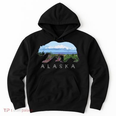 Alaskan Bear With Wildflowers Mountain Snow Hoodie