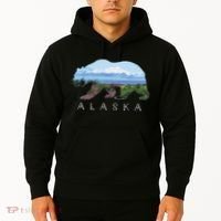 Alaskan Bear With Wildflowers Mountain Snow Hoodie thumb 2