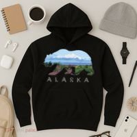 Alaskan Bear With Wildflowers Mountain Snow Hoodie thumb 3