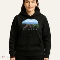 Alaskan Bear With Wildflowers Mountain Snow Hoodie thumb 5