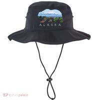 Alaskan Bear With Wildflowers Mountain Snow Bucket Hat thumb 0