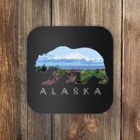 Alaskan Bear With Wildflowers Mountain Snow Coaster thumb 0