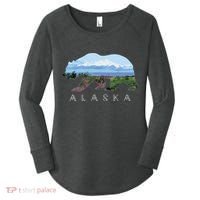 Alaskan Bear With Wildflowers Mountain Snow Women's Perfect Tri Tunic Long Sleeve Shirt thumb 0