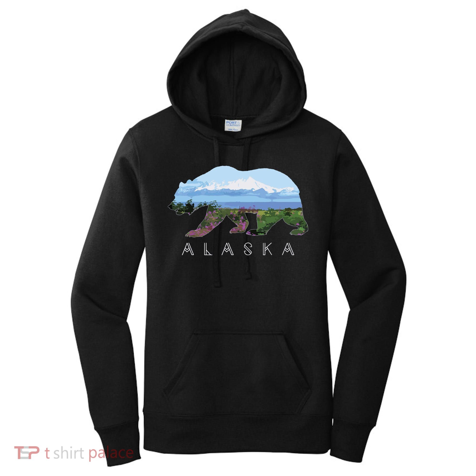 Alaskan Bear With Wildflowers Mountain Snow Women's Hoodie