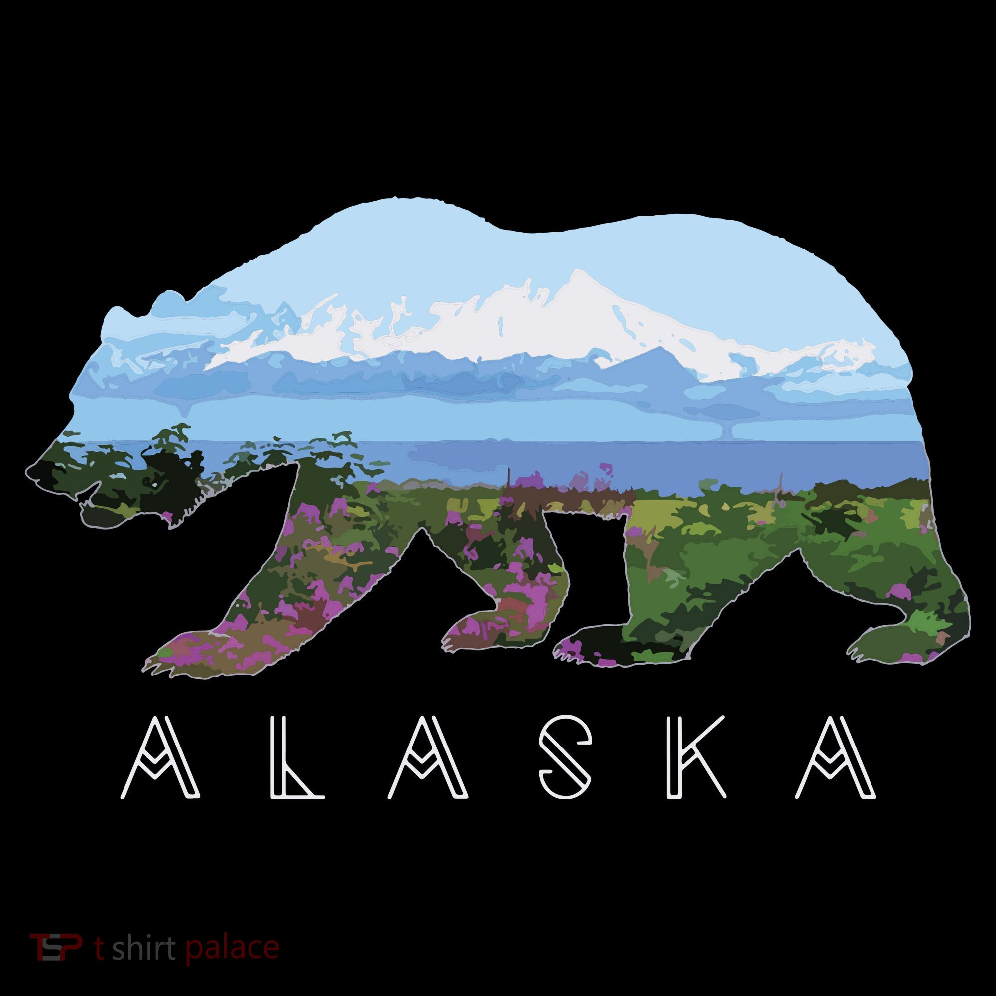 Alaskan Bear With Wildflowers Mountain Snow Women's Hoodie