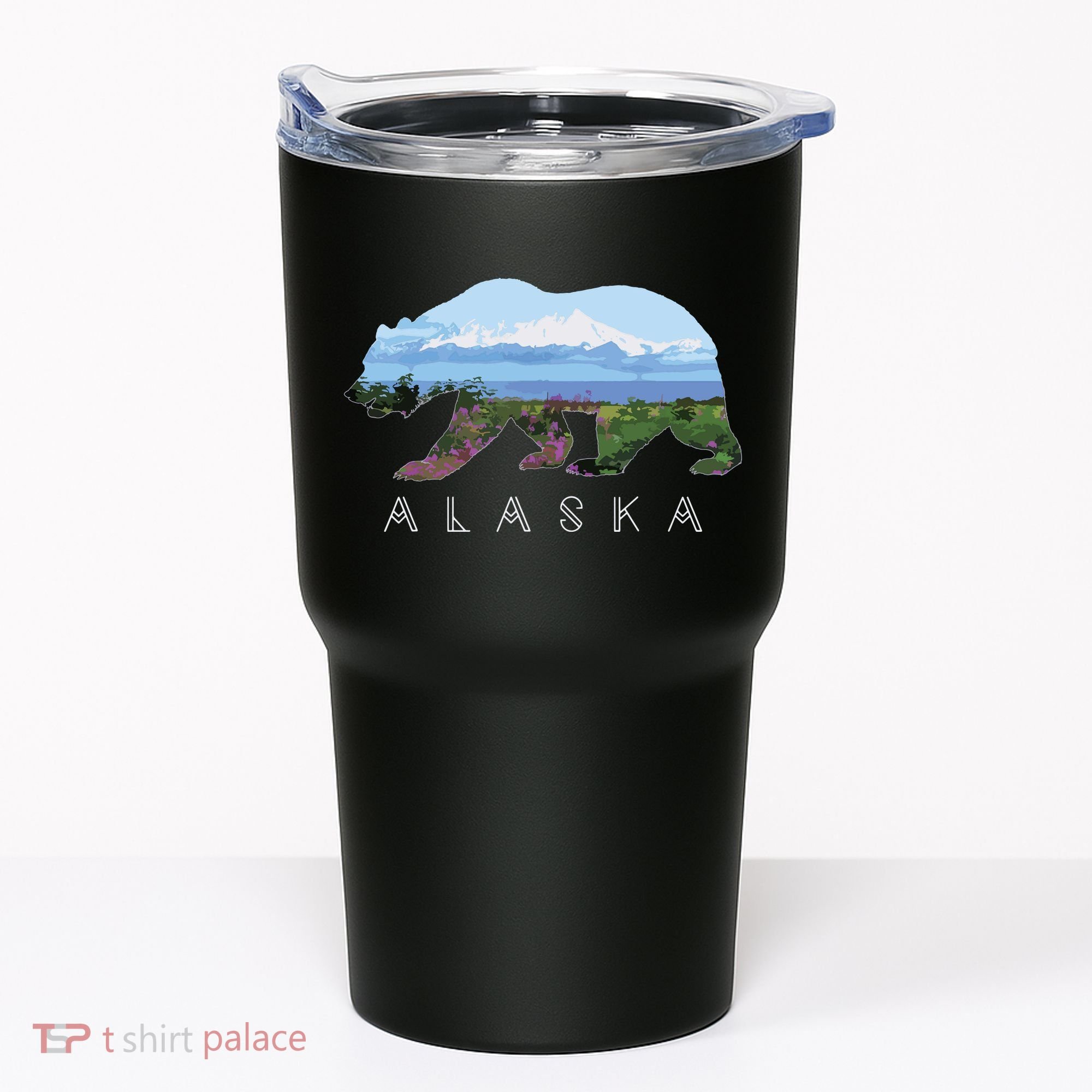 Alaskan Bear With Wildflowers Mountain Snow Tumbler