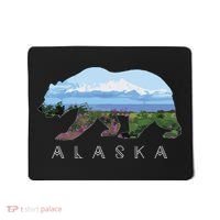 Alaskan Bear With Wildflowers Mountain Snow Mousepad thumb 0
