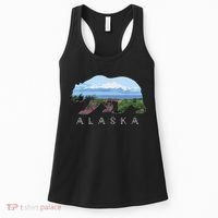 Alaskan Bear With Wildflowers Mountain Snow Women's Tank Top thumb 0