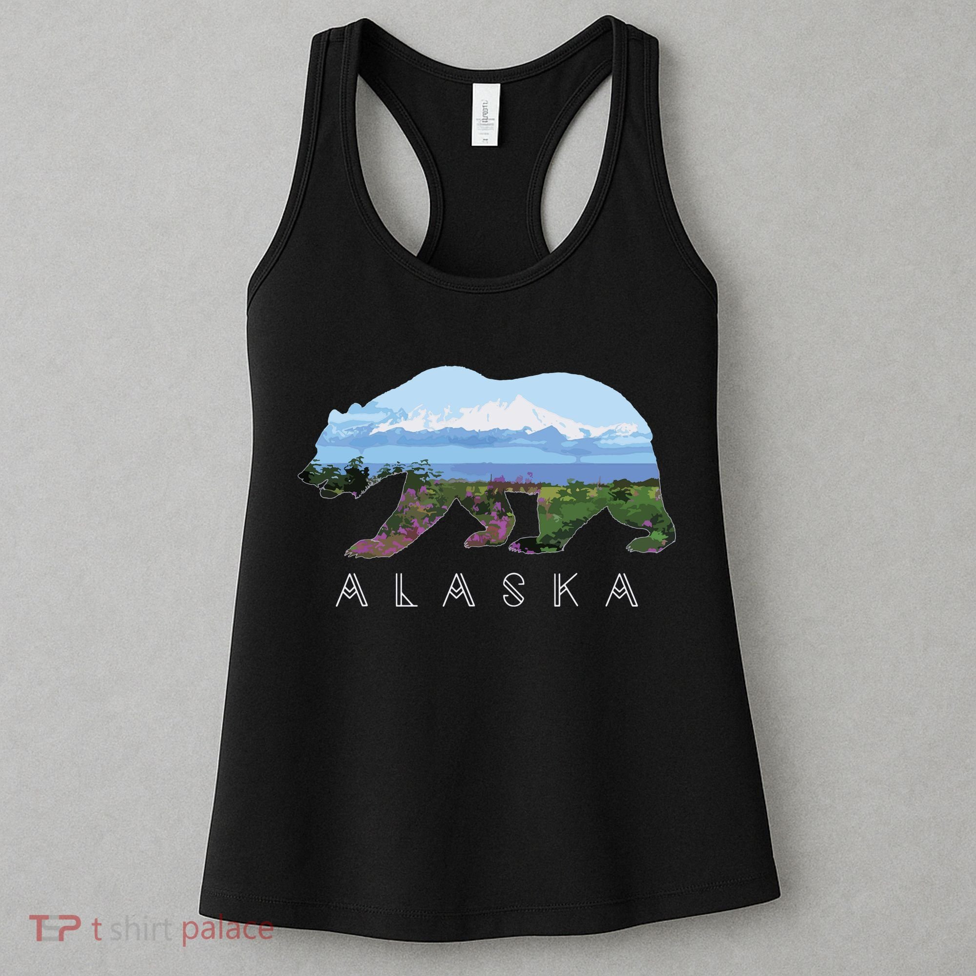 Alaskan Bear With Wildflowers Mountain Snow Women's Tank Top