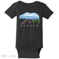 Alaskan Bear With Wildflowers Mountain Snow Baby Bodysuit thumb 0