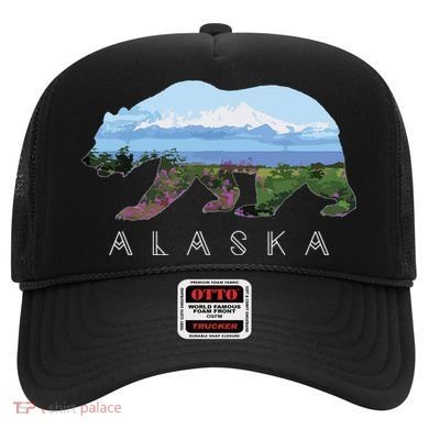 Alaskan Bear With Wildflowers Mountain Snow Hat