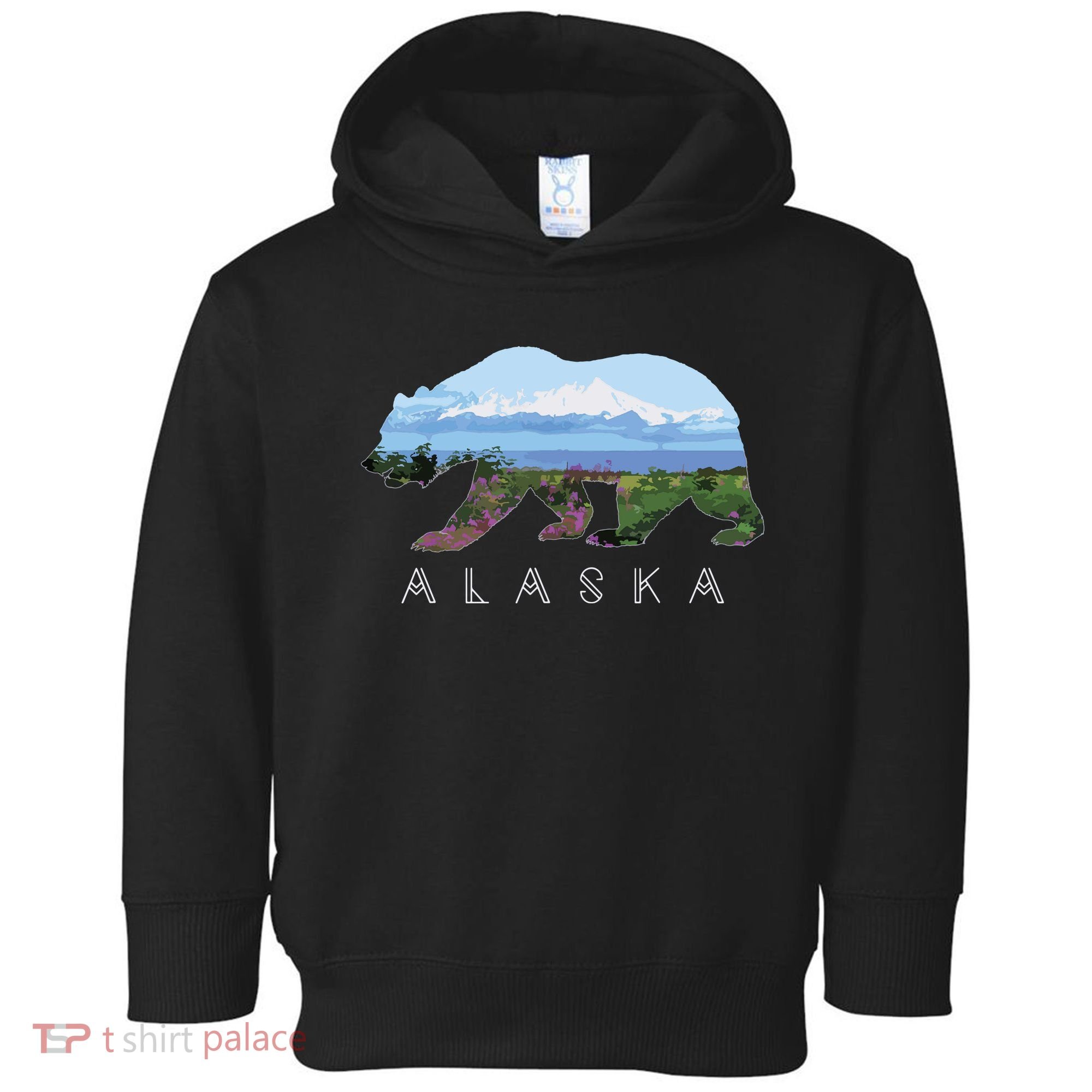 Alaskan Bear With Wildflowers Mountain Snow Toddler Hoodie