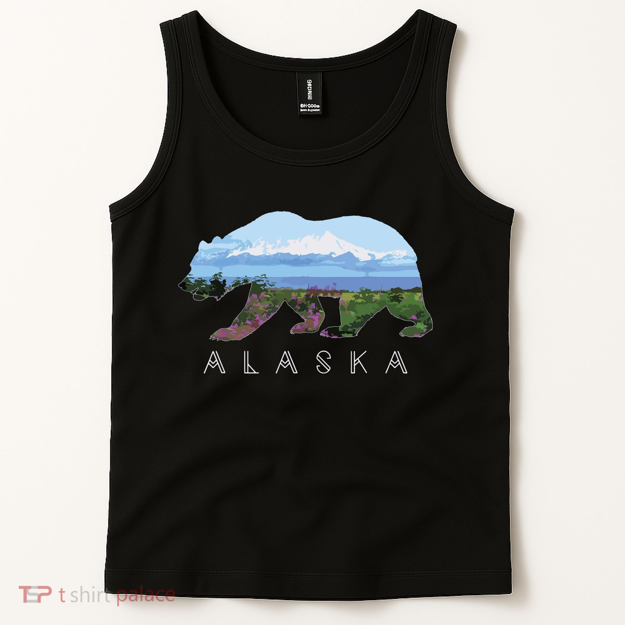 Alaskan Bear With Wildflowers Mountain Snow Tank Top