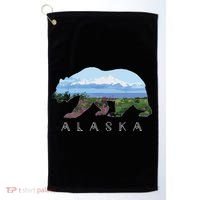 Alaskan Bear With Wildflowers Mountain Snow Golf Towel thumb 0