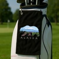 Alaskan Bear With Wildflowers Mountain Snow Golf Towel thumb 2