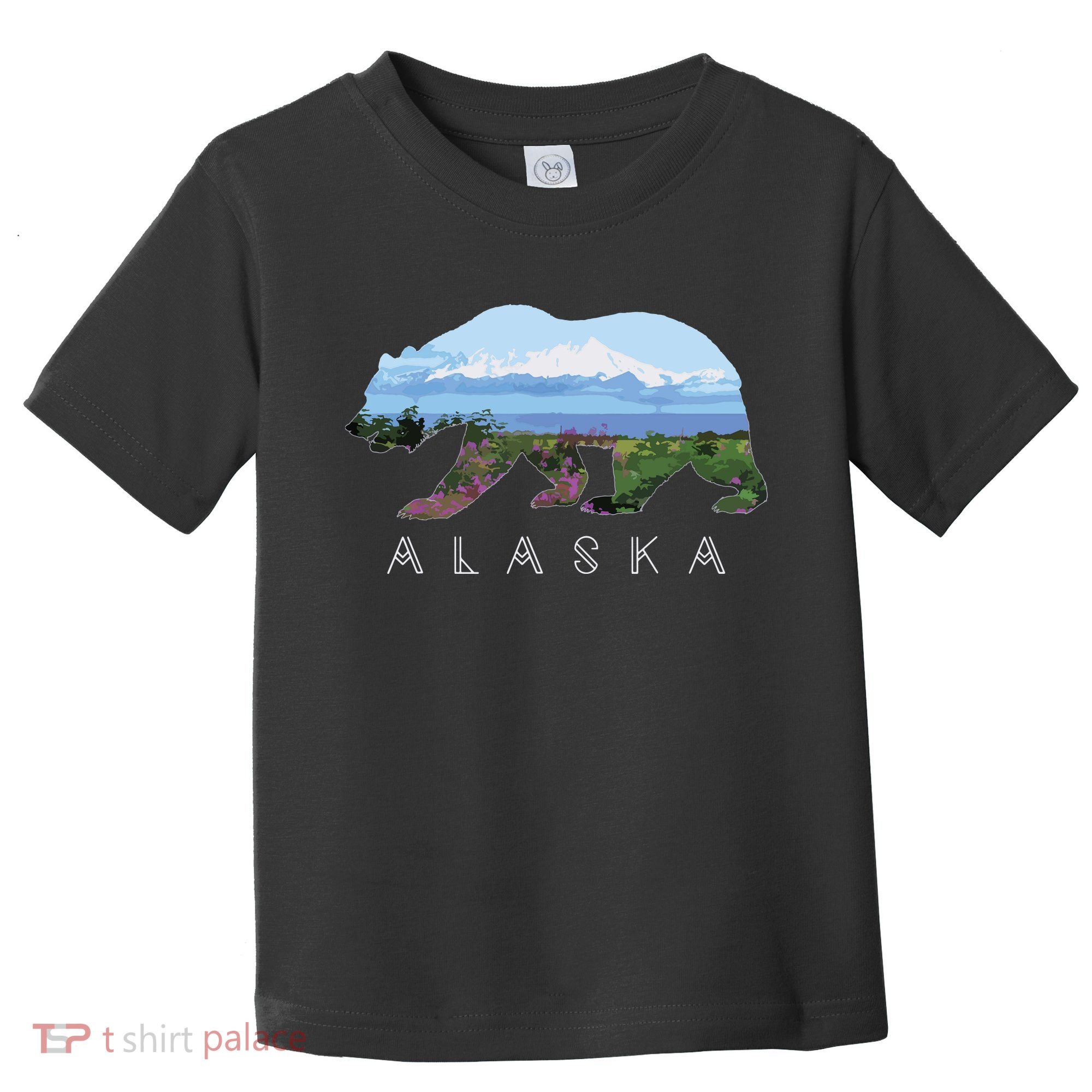 Alaskan Bear With Wildflowers Mountain Snow Toddler T-Shirt