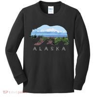 Alaskan Bear With Wildflowers Mountain Snow Kids Long Sleeve Shirt thumb 0