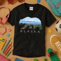 Alaskan Bear With Wildflowers Mountain Snow Kids T-Shirt thumb 3