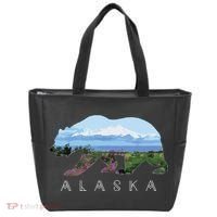 Alaskan Bear With Wildflowers Mountain Snow Tote Bag thumb 0