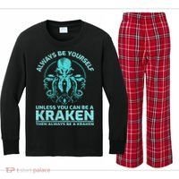 Always Be Yourself Unless You Can Be A Kraken Funny Octopus Kids Long Sleeve Plaid Pajama Set thumb 0