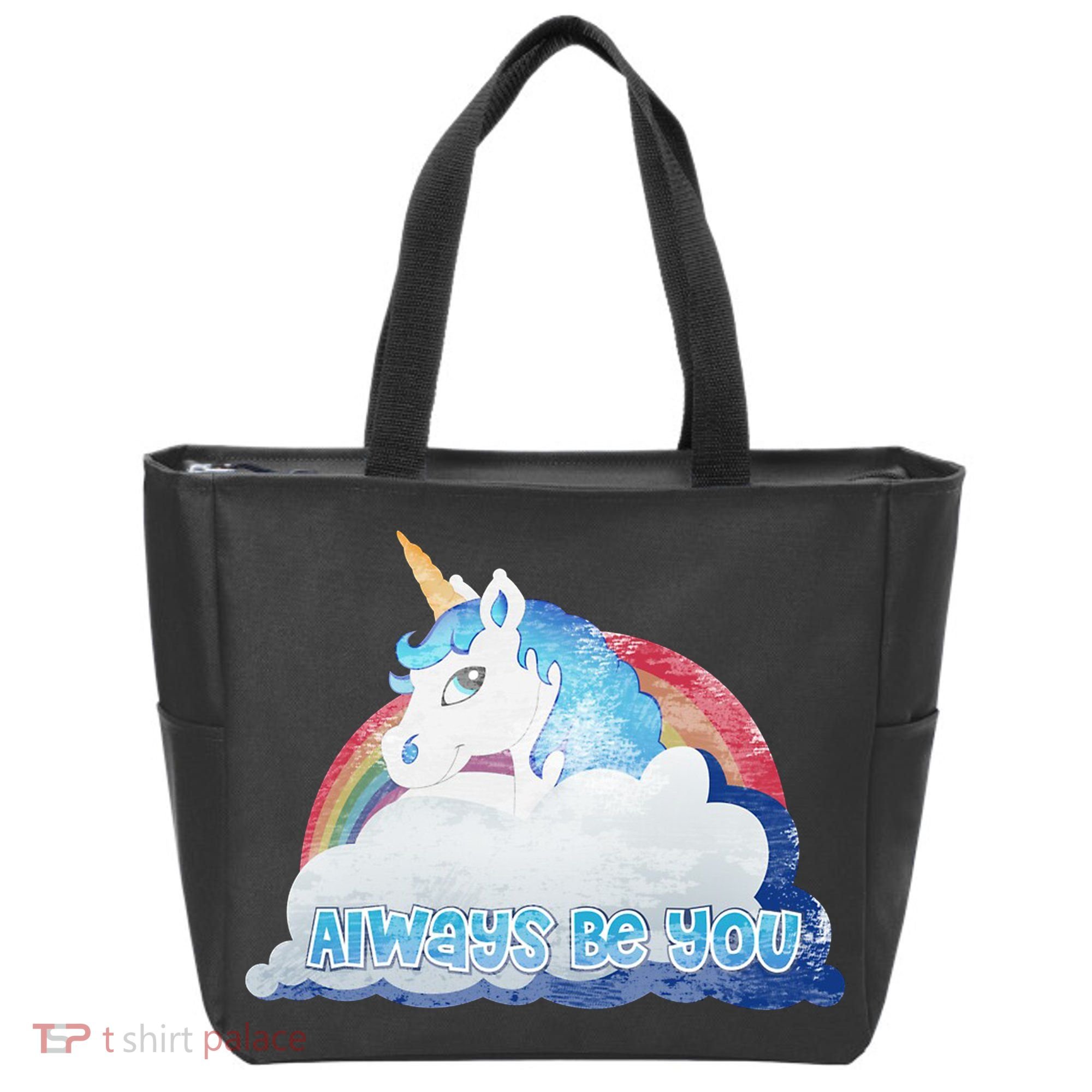 Always Be You Unicorn Rainbow Quote Tote Bag