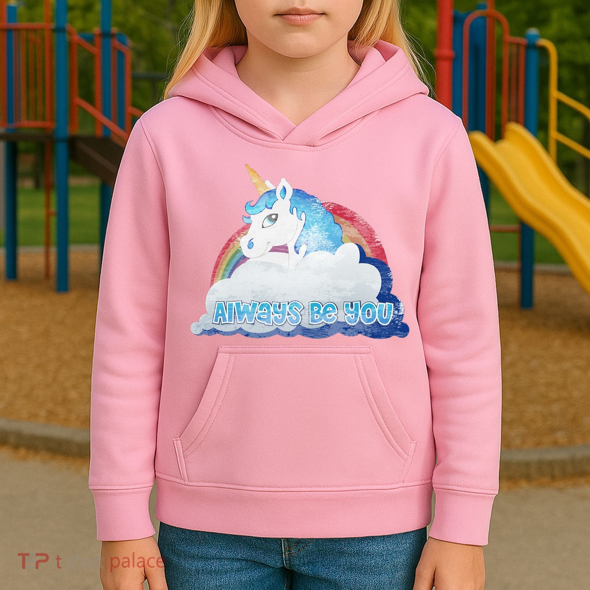 Always Be You Unicorn Rainbow Quote Kids Hoodie