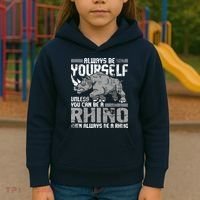 Always Be Yourself Unless You Can Be A Rhino Kids Hoodie thumb 3