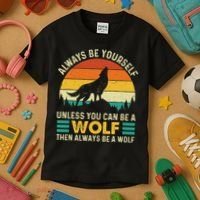 Always Be Yourself Unless You Can Be A Wolf Wolf Lover Kids T-Shirt thumb 3