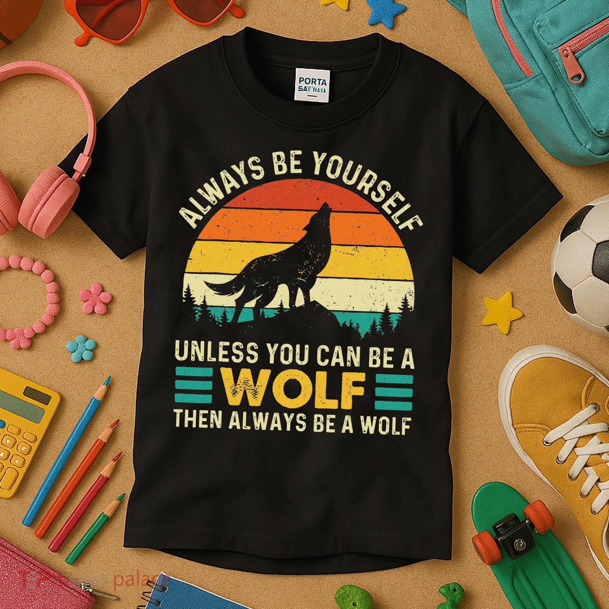 Always Be Yourself Unless You Can Be A Wolf Wolf Lover Kids T-Shirt