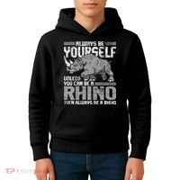 Always Be Yourself Unless You Can Be A Rhino Gift Kids Hoodie thumb 4