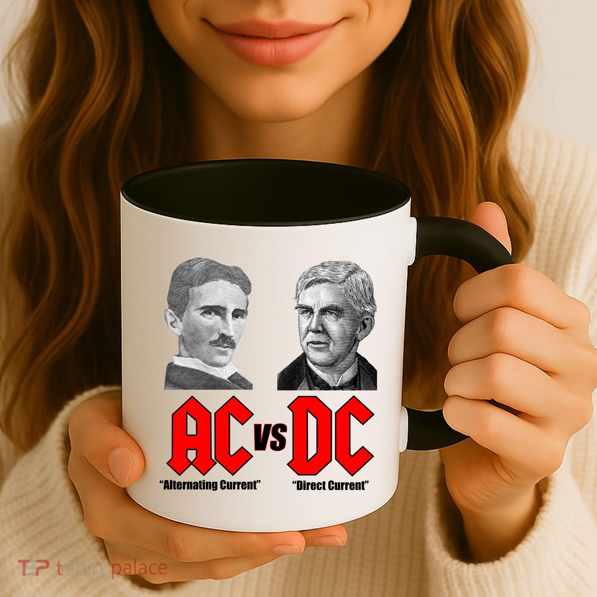 AC VS DC Thomas Edison Nikola Tesla Coffee Mug